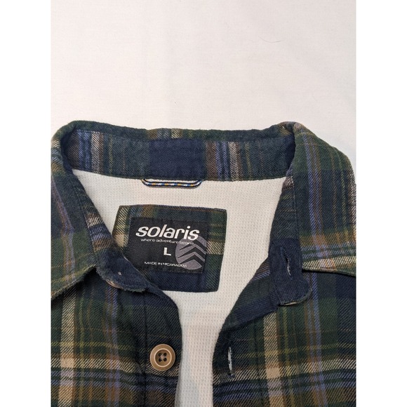 Solaris Men's Plaid Flannel Lined Shirt Jacket Size Large - Picture 2 of 8